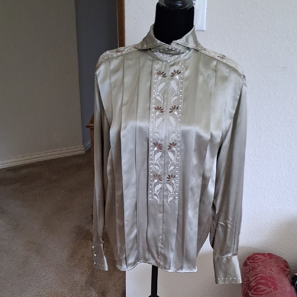 Paul Alexander 100% Silk Satin Blouse